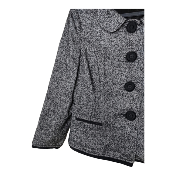 Per Se By Carlisle Wool Blend Tweed Blazer Jacket Women's 12 Black/Gray - Picture 6 of 10